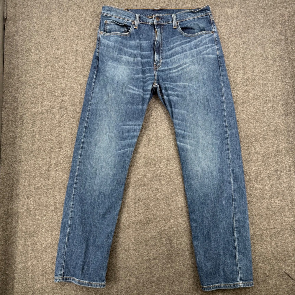 Levis 505 Regular Fit Straight Leg Jeans Medium Wash Blue 36 Stretch Denim Ankle
